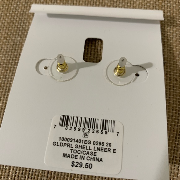 Charter Club Goldtone /Pearl/Aqua Earrings - Picture 4 of 9